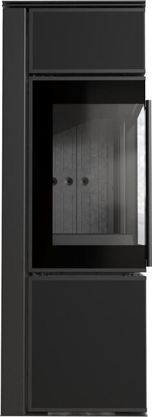 Stufa in acciaio KRATKI TORA/S 8 kW Ø 150 quarzo sinterizzato Nero Assoluto rivestimento nero con porta a molla