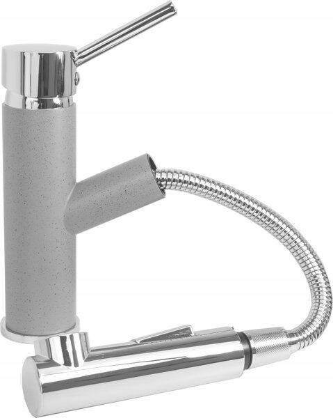 Granitan | CADO - Miscelatore da cucina - Bocca estraibile - 2 tipi di getto - Grigio - Ottone - Carica in Vetroceramica