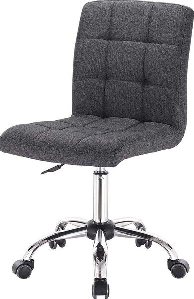 Happyment® Sgabello da lavoro Ziva - Grigio scuro - Per adulti - Con rotelle - Tessuto - Sedia ergonomica per ufficio - Altezza regolabile