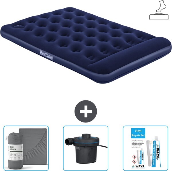 Materasso gonfiabile Bestway - Letto alla francese - 137 x 191 x 28 cm - Blu - Accessori inclusi