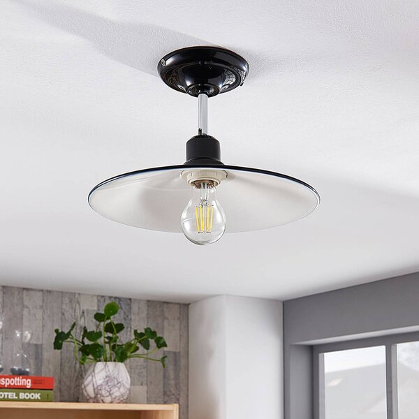 Plafoniera soffitto Phinea Lindby, dimmerabile, Nero, Soggiorno / Sala da pranzo, Metallo, Vintage, Plafoniera