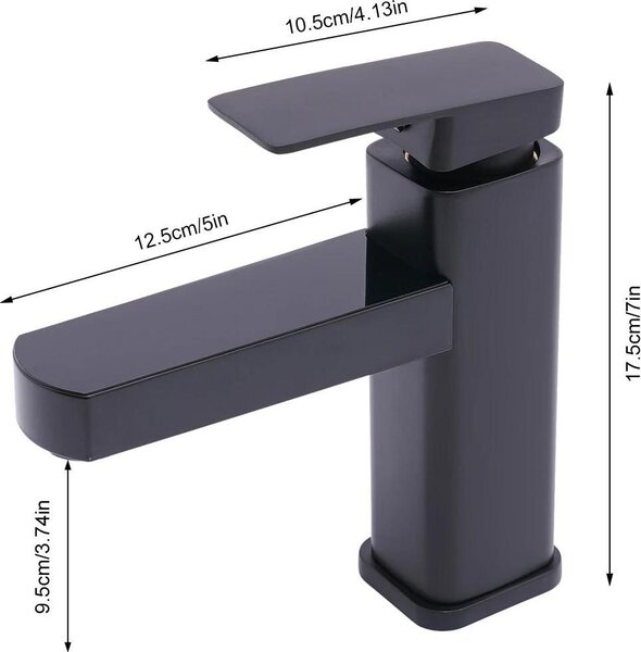 Rubinetto lavabo intelligente - Miscelatore monocomando - Indicatore di temperatura a LED 0–99 °C - Acqua calda/fredda - Cartuccia in Vetroceramica - Attacco G1/2 - Nero
