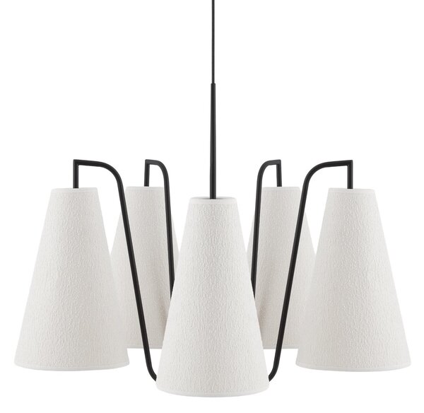 Lampada a sospensione Globen Lighting, Lou Bouclé 5, dimmerabile, Bianco, Soggiorno, Tessuto / Tessile, Scandinavo