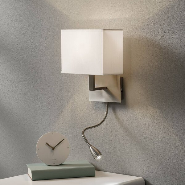Searchlight Applique da parete a LED 6519, Alluminio / Grigio / Zincato, Soggiorno / Sala da pranzo, Tessuto / Stoffa / Seta, Moderno, Applique a LED
