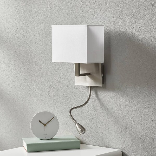 Searchlight Applique da parete a LED 6519, Alluminio / Grigio / Zincato, Soggiorno / Sala da pranzo, Tessuto / Stoffa / Seta, Moderno, Applique a LED