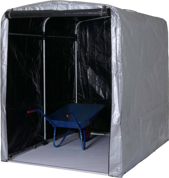 Casetta per attrezzi MCW-N61, casetta da giardino, in alluminio con protezione UV e impermeabile, 201x157x201 cm ~ argento