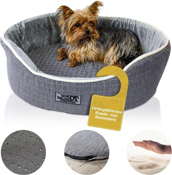 DEAR DARLING DD-05GRS Lettino per cani e gatti antracite misura S 52x43cm con materasso in memory foam