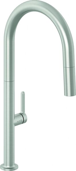 Kludi AUREA, miscelatore monocomando per lavello, doccetta estraibile, finitura in acciaio inox, nichel, 1 pezzo
