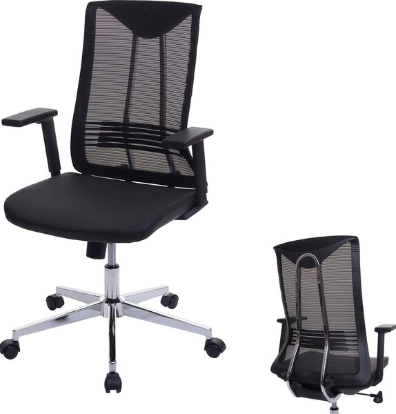 Sedia da ufficio HWC-J53, sedia girevole da scrivania, ergonomica in Pelle finta ~ nero
