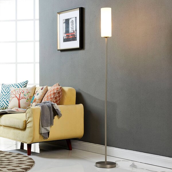 Lampada da terra Vinsta Lindby, Bianco / Opale, Soggiorno / Sala da pranzo, Vetro, Moderno, Lampada da terra