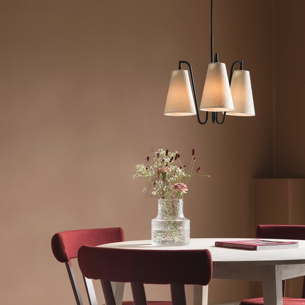 Lampada a sospensione Globen Lighting, Lou Bouclé 3, dimmerabile, Bianco, Soggiorno, Tessuto / Tessile, Scandinavo