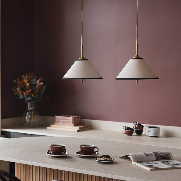 Lampada a sospensione Globen Lighting, IRIS, dimmerabile, Beige, Soggiorno, Tessuto / Tessile, Scandinavo