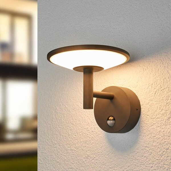Applique da esterni a LED con sensore Fenia Lucande, Nero, Alluminio, Moderno, Applique LED da esterni