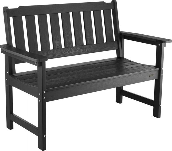 Panca da giardino 128cm panca da giardino panca da balcone con struttura in plastica in nero