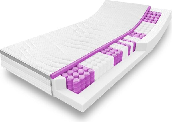 Materasso a molle insacchettate ergonomico a 7 zone Sleezzz Diamond T1000 120 x 200 cm, altezza 23 cm, livello di rigidità H2/H3, 1000 molle/2m²