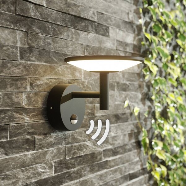 Applique da esterni a LED con sensore Fenia Lucande, Nero, Alluminio, Moderno, Applique LED da esterni