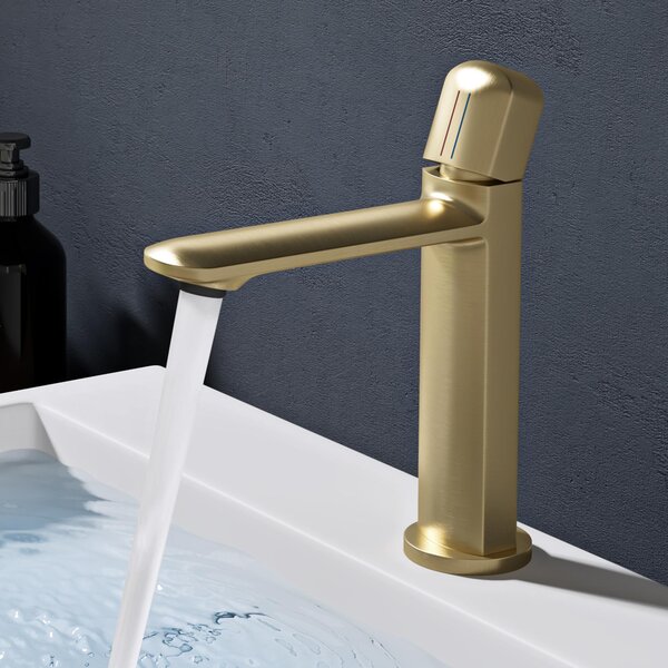 Doporro Miscelatore lavabo bagno in ottone dorato, monocomando per acqua calda e fredda 20,9 cm WAO-1190