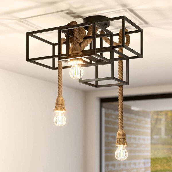 Plafoniera soffitto Andrik Lucande, dimmerabile, Nero, Soggiorno / Sala da pranzo, Metallo, Moderno, Plafoniera