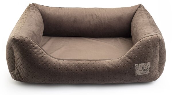 Letto per cani Premium | Misura 2: 75 x 65 x 22 cm | Letto per cani o gatti | Divano per cani, cuscino per cani, lettino per cani Velluto Marrone M