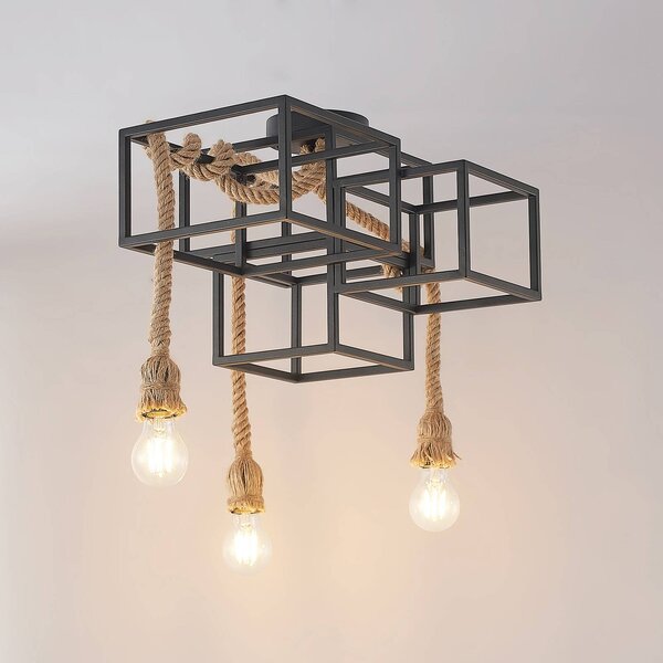 Plafoniera soffitto Andrik Lucande, dimmerabile, Nero, Soggiorno / Sala da pranzo, Metallo, Moderno, Plafoniera