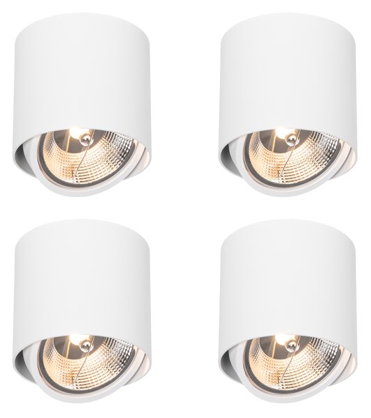 Set di 4 faretti da superficie di design bianchi GU10 111mm - Impact