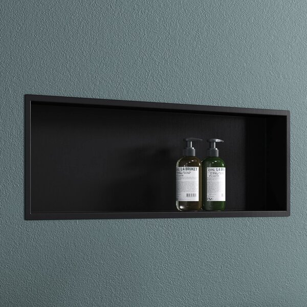 Doporro Nicchia Doccia a Parete 30x90x8.3cm, Nicchia Bagno Doccia a Muro a Incasso in Acciaio Inox, Nero