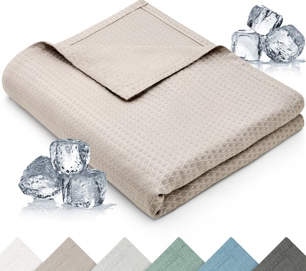 Coperta rinfrescante Blumtal 200x230 cm - Coperta estiva in bambù per divano e letto, traspirante e rinfrescante - Taupe, ideale come coperta da viaggio- Taupe