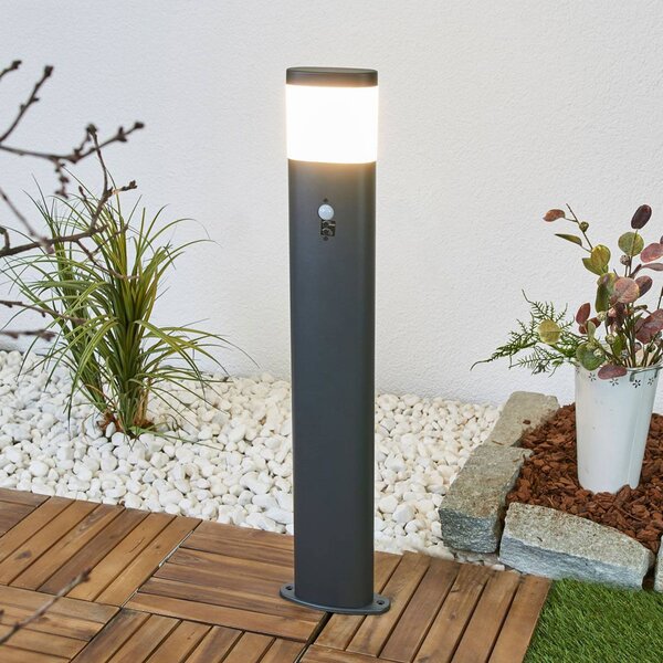 Lindby Lampione a LED Obri, 80 cm, antracite, sensore Obri, Nero, Acciaio Inox, Moderno