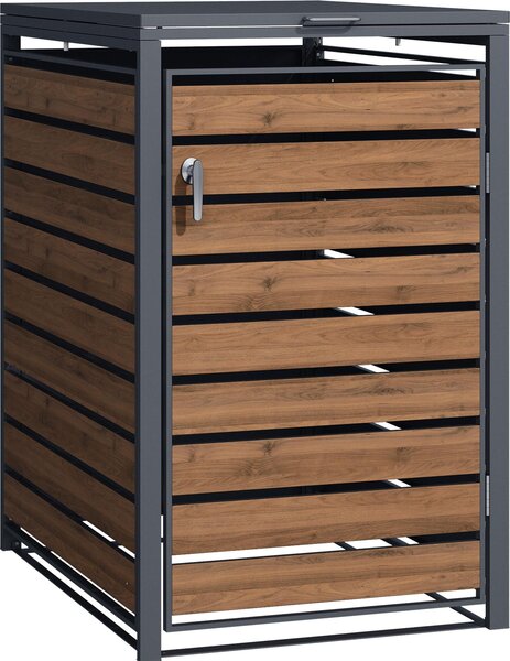 Cassonetto Wiltec per un cassonetto in look legno, copertura per cassonetto con chiusura a chiave e coperchio a cerniera, recinzione per cassonetto, recinzione per la privacy