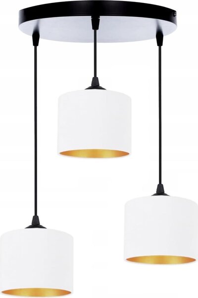 FKL DESIGN Home Deco Lampada da soffitto Bianca Lampada Velour Vintage Moderna E27 Lampada di design a 3 luci N230-ER3 (Bianco)