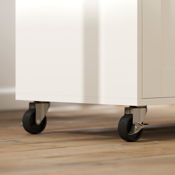 HOMCOM Isola da Cucina con Ruote, Piano Ribaltabile, Cassetto e Ripiano, 120x68x85 cm, Bianco | Aosom Italy