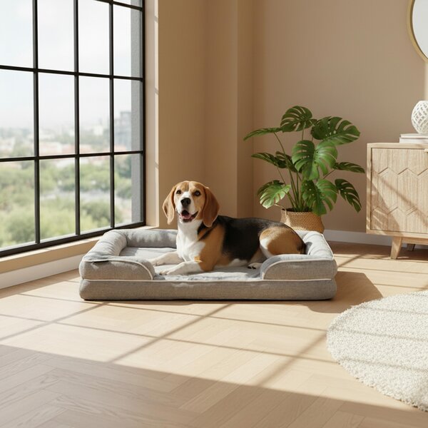 Belviona, letto per cani in memory foam, ortopedico, adatto alle articolazioni e idrorepellente con rivestimento sfoderabile, 97x71x17 cm