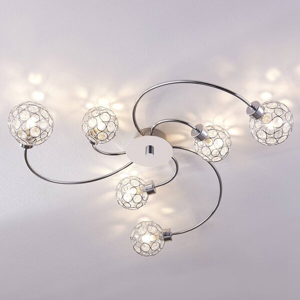 Plafoniera soffitto Tyron Lindby, dimmerabile, Cromo / Argento, Soggiorno / Sala da pranzo, Metallo, Moderno, Plafoniera