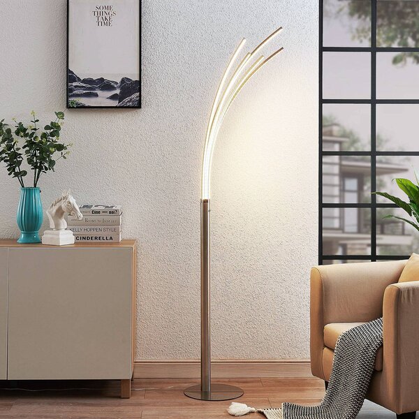 Lampada da terra a LED Boba Lindby, Alluminio / Grigio / Zincato, Soggiorno / Sala da pranzo, Alluminio, Moderno, Lampada LED da terra