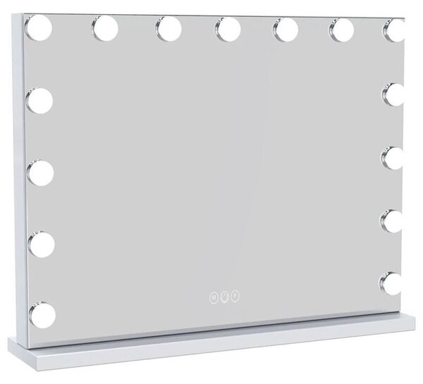 UNIQ Hollywood specchio per il trucco con 3 luci colorate, specchio cosmetico con 15 LED, 3000-6000K