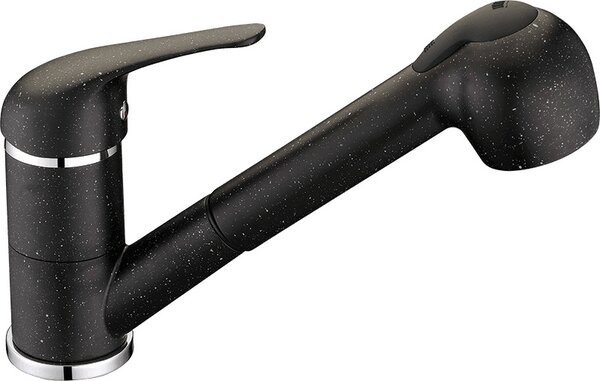 Miscelatore per lavello verticale di design con bocca estraibile in granito nero