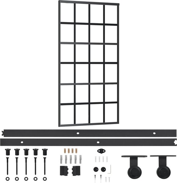 Porta Scorrevole e Kit Montaggio Vetro ESG Alluminio 102x205cm