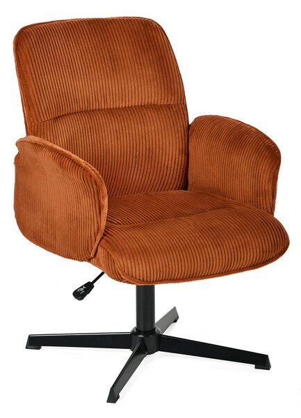 Meubles Cosy: sedia girevole ergonomica regolabile con braccioli in velluto a coste rosso – THOMASINA