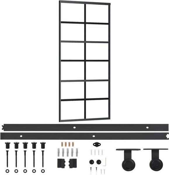 Porta Scorrevole con Kit Montaggio Vetro ESG Alluminio 90x205cm