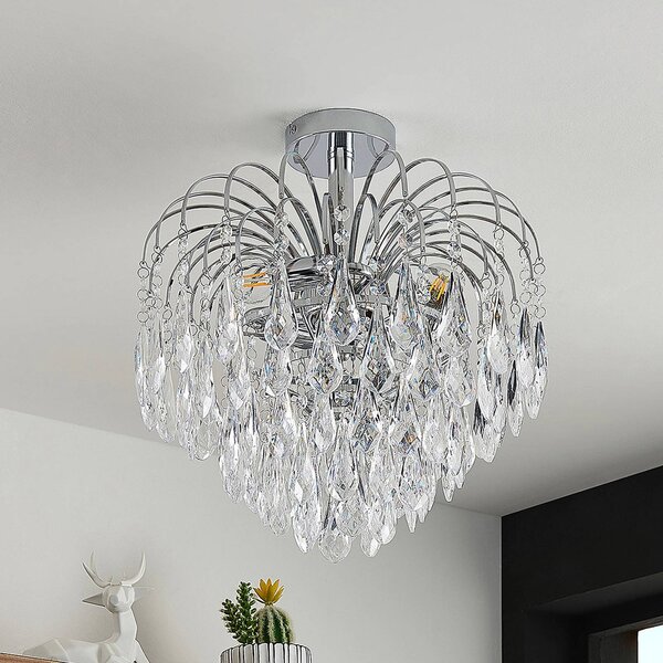 Plafoniera soffitto Silino Lindby, dimmerabile, Cromo / Argento, Soggiorno / Sala da pranzo, Metallo, Moderno, Plafoniera