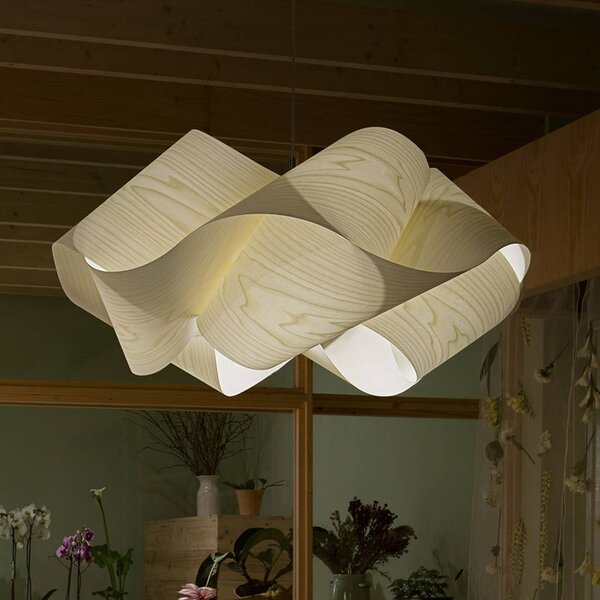 LZF LAMPS Lampada a sospensione Swirl, dimmerabile, Legno chiaro, Soggiorno / Sala da pranzo, Legno, Design, Lampada a sospensione