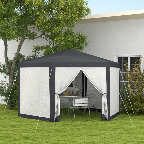Outsunny Gazebo da Giardino Esagonale con Doppio Ingresso, in Metallo e Poliestere, 3.94x3.94x2.5 m, Grigio|Aosom
