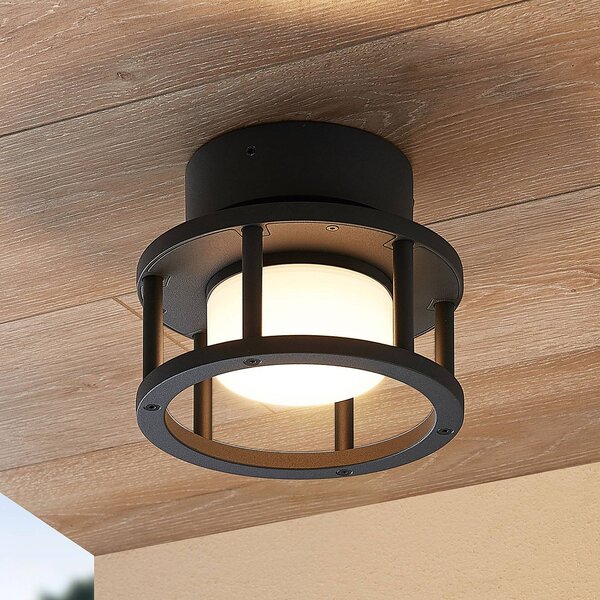 Lucande plafoniera da esterno Berenike, Ø 17 cm, grigio, GX53 Berenike Lucande, dimmerabile, Alluminio / Grigio / Zincato, Alluminio, Moderno, Plafoniera