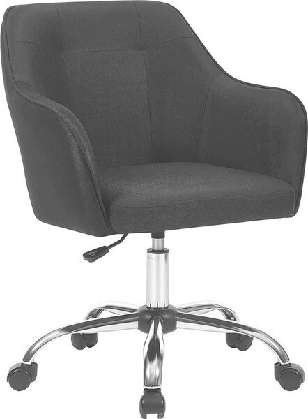 Sedia da ufficio SONGMICS, Sedia da ufficio confortevole, Sedia da computer regolabile in altezza, Portata 120 kg, Struttura in acciaio, Finto lino, Traspirante