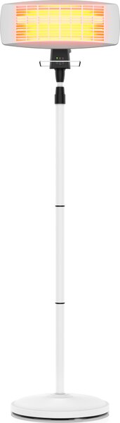 Stufa radiante Brandson con supporto, stufa da patio a infrarossi, stufa da patio, 3 livelli di riscaldamento, 600, 1200 e 1800W, telecomando, supporto telescopico da 120 cm a 190 cm, montaggio a parete