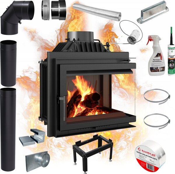 Inserto camino destro KRATKI SIMPLE 8kW set di chiusura