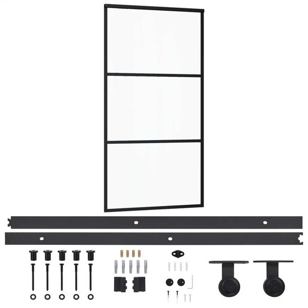Porta Scorrevole e Kit Montaggio Vetro ESG Alluminio 102x205cm