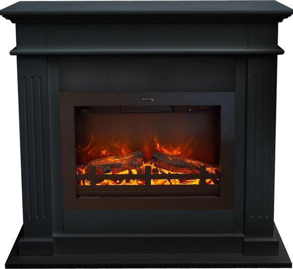 Caminetto elettrico Xaralyn - Elda EFL-MDB - legno nero - 1500 Watt di riscaldamento - con telecomando - caminetto da incasso incluso - caminetto decorativo