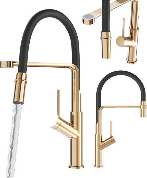 Miscelatore da cucina Granitan | Vasto - Oro - Bocca flessibile - Design elegante - Alta funzionalità