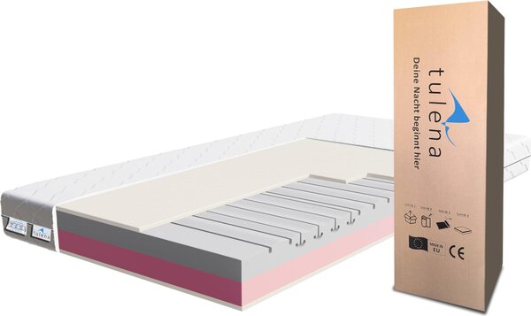 Materasso TULENA 100 x 190 cm Schiuma comfort medio morbido/medio H2 / H3 Comfort 18 cm Materasso reversibile Fodera antibatterica con cerniera